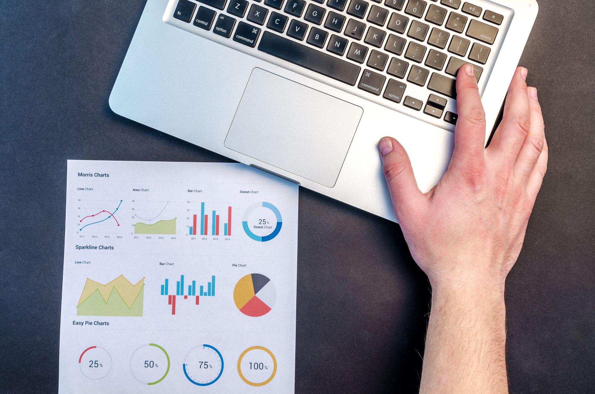 Laptop showing website analytics with declining traffic and few leads